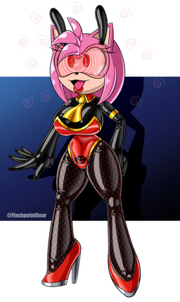 anthro big_breasts black_bodysuit black_clothing black_latex black_skinsuit bodysuit breasts bunny_costume clothed clothed_anthro clothed_female clothing costume fake_ears fake_rabbit_ears female footwear hair high_heels hypnosis hypnotic_visor latex latex_bodysuit latex_clothing latex_leotard latex_skinsuit leotard lipstick makeup mind_control pink_hair red_clothing red_eyes red_footwear red_high_heels red_lipstick shoes skinsuit solo submissive submissive_anthro submissive_female tight_clothing visor flashpointgear eggman_empire eggman_logo sega sonic_the_hedgehog_(series) amy_rose eulipotyphlan hedgehog mammal 2025 absurd_res hi_res