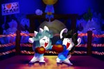 anthro boxing_gloves clothed clothing fighting_ring fur hair handwear open_mouth text topwear white_body white_fur talonofwater undertale undertale_(series) bob_(undertale) frisk_(undertale) temmie_(undertale) canid canine felid feline human mammal tem 3:2 hi_res