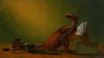 2016 ambiguous_gender dragon feral horn ink karbik_(artist) micro mythological_creature mythological_scalie mythology scalie signature simple_background solo tail wings