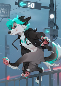 anthro biped claws clothed clothed_anthro clothed_male clothing countershade_torso countershading feet fingers front_view fur hair male navel outside paws smile solo tail toes reysi canid canine canis mammal wolf 2026 digital_drawing_(artwork) digital_media_(artwork)