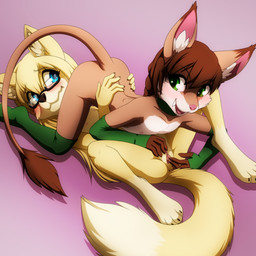 4_toes 5_fingers anthro anthro_on_anthro biped black_nose blonde_hair blue_eyes blush breasts brown_body brown_ears brown_fur brown_hair brown_tail claws clitoris clothing duo eyelashes eyewear eyewear_only feet female female/female female_anthro female_on_bottom female_on_top finger_claws fingering fingering_partner fingers flat_chested fur genitals glasses glasses_only gloves green_eyes hair handwear interspecies legwear looking_at_another looking_at_partner lying multicolored_body multicolored_fur nipples nude nude_anthro nude_female on_back on_bottom on_top pink_clitoris pink_nipples pink_nose pink_vulva sex simple_background small_breasts snout spread_legs spread_vulva spreading stockings tail teeth toe_claws toes two_tone_body two_tone_fur vaginal vaginal_fingering vulva wearing_glasses white_body white_breasts white_fur yellow_body yellow_ears yellow_fur yellow_tail young young_female young_on_young darkmirage jinx_mckenzie polymorph canid canine domestic_cat felid feline felis fox mammal 1:1 2020 hi_res