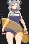 camel_toe capelet clothed clothing dowsing_rod female frown grey_hair hair holding_object inflatable inner_tube jewelry low-angle_view navel pendant red_eyes school_swimsuit short_hair solo swimwear tight_clothing torso_(hjk098) touhou nazrin animal_humanoid humanoid mammal mammal_humanoid mouse_humanoid murid murid_humanoid murine murine_humanoid rodent rodent_humanoid