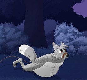4_toes air_hose air_inflation angry anthro bdsm black_eyebrows black_nose dipstick_tail eyebrows feet forest grass grey_body hose hose_inflation inflatable inflation male markings multicolored_body night outside plant red_eyes shrub solo tail tail_markings toes tree s7v8 animate_inanimate canid canine canis living_inflatable mammal wolf