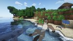 3_fingers abs anthro big_ears clothing clothing_aside eyes_closed fingers hooves light male muscular outside partially_submerged relaxing screencap screencap_background shoreline solo sunlight village delta's_art microsoft minecraft mojang xbox_game_studios dink_(delta's_art) asinus donkey equid equine mammal 16:9 hi_res widescreen