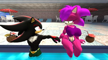 anthro big_breasts bikini breasts clothing duo female male pool swimwear two-piece_swimsuit galestar01 sega sonic_the_hedgehog_(series) sonic_underground shadow_the_hedgehog sonia_the_hedgehog eulipotyphlan hedgehog mammal 16:9 3d_(artwork) digital_media_(artwork) hi_res widescreen