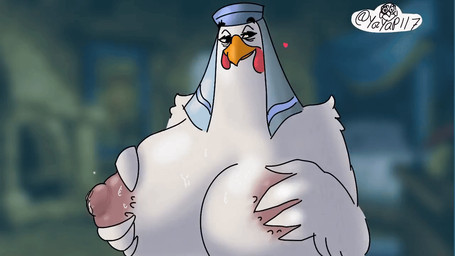 big_breasts bodily_fluids breast_milking breasts female lactating mature_female milk nipples simple_background solo thick_thighs elelite disney robin_hood_(disney) lady_kluck avian humanoid 16:9 animated animated_gif short_playtime widescreen
