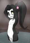 anthro bath bathing black_body black_fur black_hair black_nose countershade_face countershade_torso countershading female flat_chested fur green_eyes hair hands_behind_head long_hair looking_at_viewer navel nipples nude open_mouth outside pink_nipples ponytail ripples simple_background solo standing steam vulva wet wet_body young young_anthro young_female vulapa blizzard_entertainment warcraft li_li_stormstout bear mammal pandaren 2023 absurd_res colored digital_drawing_(artwork) digital_media_(artwork) hi_res