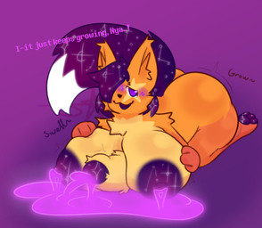 anthro areola big_areola big_ears big_penis blush bodily_fluids breast_grab breasts butt cheek_tuft colored_cum cosmic_fur cosmic_hair cosmic_tail cum dialogue embarrassed ethereal_hair expansion facial_tuft fluffy fluffy_chest fluffy_foreskin fluffy_penis foreskin fur fur_markings furry_foreskin furry_penis genital_fluids genitals glowing glowing_cum glowing_milk growth gynomorph hair hand_on_breast huge_penis hyper hyper_genitalia hyper_penis inner_ear_fluff intersex lactating leaking_cum leaking_milk lying male markings milk nipples nude on_front onomatopoeia orange_body orange_butt orange_fur orange_paws penis penis_between_breasts purple_areola purple_background purple_blush purple_cum purple_eyes purple_milk purple_nipples simple_background solo sound_effects stars_in_hair stars_in_tail tail text tuft unusual_bodily_fluids unusual_cum unusual_genital_fluids sourangel starset domestic_cat felid feline felis mammal signature