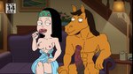 animal_genitalia animal_penis anthro black_hair breasts duo equine_genitalia equine_penis female genitals hair male penis screencap thick_thighs wide_hips diklonius third-party_edit adult_swim american_dad cartoon_network hayley_smith equid equine horse human mammal hi_res