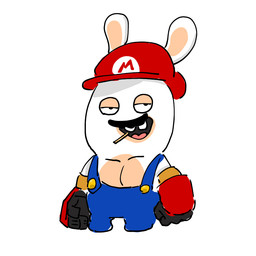 4_fingers anthro biting_on_toothpick black_eyes black_facial_hair black_mustache blue_clothing blue_overalls buckteeth button_(fastener) clothed clothed_anthro clothed_male clothing facial_hair fingers fist fur gauntlets_(weapon) hat headgear headwear light long_ears looking_at_viewer male male_anthro multicolored_body mustache no_eyebrows no_pupils noseless open_mouth open_smile overalls pecs pink_tongue red_clothing red_hat red_headwear relaxed_expression shirtless_anthro shirtless_male short_legs simple_background smile smiling_at_viewer solo tan_body tan_eyelids tan_inner_ear tan_skin teeth tongue toothpick toothpick_in_mouth two_tone_body white_background white_body white_fur osirisky mario_bros mario_plus_rabbids_kingdom_battle mario_plus_rabbids_sparks_of_hope nintendo raving_rabbids rayman_(series) ubisoft rabbid_mario lagomorph mammal rabbid 1:1 2022 colored crossover digital_drawing_(artwork) digital_media_(artwork) full-length_portrait japanese_description lighting portrait shaded