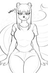 anthro bottomwear chin_piercing clothed clothing denim denim_bottomwear denim_clothing ear_piercing female jeans pants piercing shirt solo t-shirt topwear nayanabo gloria(nayanabo) mammal mephitid skunk hi_res monochrome