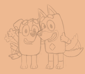 anthro duo gesture gloves_(marking) hand_gesture leg_markings male markings socks_(marking) tail tail_motion tailwag thumbs_up waving young young_anthro young_male comjuke bluey_(series) jack_russell_(bluey) rusty_(bluey) australian_kelpie canid canine canis domestic_dog herding_dog hunting_dog jack_russell_terrier mammal pastoral_dog sheepdog terrier sketch
