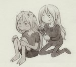 blush clothed clothing duo flower hair male not_furry plant shirt simple_background square_crossover topwear lynxfurr adventure_time cartoon_network fern_(adventure_time) finn_the_human elemental_creature elemental_humanoid flora_fauna humanoid plant_humanoid graphite_(artwork) hi_res traditional_media_(artwork)