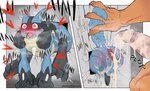 2022 4_fingers anthro anus balls big_penis biped black_body black_fur black_penis blue_body blue_fur bodily_fluids border butt charizard chest_spike comic cum cum_drip cum_dumpster cum_in_ass cum_inside cum_on_balls cum_on_butt digital_media_(artwork) digitigrade dripping duo erection fangs fingers fur gaping gaping_anus generation_1_pokemon generation_4_pokemon genital_fluids genitals heart_eyes heart_symbol hi_res leaking_cum luca_(sincastermon) lucario male male/male nintendo onomatopoeia open_mouth orange_body penis plop pokemon pokemon_(species) puffy_anus questionable_consent red_eyes rough_sex sex sincastermon sound_effects spikes spikes_(anatomy) stuck sweat tally_marks tears teeth text through_wall url western_tally_marks white_border