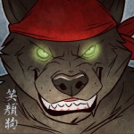 angry anthro black_body black_fur clothing fangs fur glowing glowing_eyes headgear headkerchief headwear kerchief looking_at_viewer male simple_background solo teeth text wfa lupine_assassin canid canine canis mammal wolf 1:1 better_version_at_source digital_media_(artwork) headshot_portrait japanese_text low_res portrait