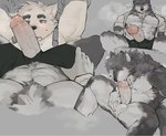 anthro autofellatio ball_grab ball_tuft balls barazoku blush blush_lines bodily_fluids chest_tuft claws clothed clothing clothing_pull dripping duo erection first_person_view fur genital_fluids genitals grey_body grey_eyes grey_fur grin hands_behind_head hands_on_legs heart_symbol high-angle_view humanoid_genitalia humanoid_penis leaking_precum licking low-angle_view male male/male male_pov masturbation motion_lines multiple_poses muscular muscular_anthro muscular_male open_clothing open_shirt open_topwear oral oral_masturbation partially_clothed penile penile_masturbation penis penis_on_face penis_poking_out penis_through_fly penis_through_underwear pose precum precum_drip presenting presenting_penis pubes self_lick shirt sitting sitting_on_another sitting_on_chest smile solo spread_legs spreading symbol tail text tongue topwear tuft underwear underwear_pull vein white_body white_fur yellow_eyes sohungr599123 canid canine canis mammal wolf 2024 hi_res sequence