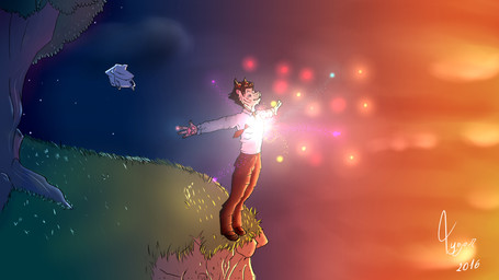 anthro calm cloud fireworks grass happyness male peaceful plant sky solo sunset tygar_tiger felid mammal pantherine siberian_tiger tiger 16:9 2016 hi_res widescreen