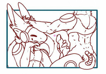 anthro cybernetics duo fur fur_tuft genitals hand_on_head handjob machine male male/male penile penis screen screen_face sex simple_background smile tuft vonterra vonterra_(character) vortex_(character) protogen robot