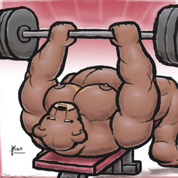 anthro barazoku barbell belly brown_body brown_fur exercise fur heros_mjs male musclegut muscular muscular_male overweight overweight_male pecs slightly_chubby solo weightlifting workout alanottaviano bear mammal ursine 1:1 hi_res