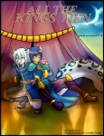 all_the_king's_men anthro blue_hair comic countershading cover cover_art cover_page digital_media_(artwork) duo english_text felid femboy hair leopard leopard_spots long_hair male mammal pantherine playing_prince resine snow_leopard spots tail text theblackrook vandell white_hair