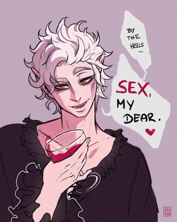 alcohol alternative_fashion beverage clothing container cup drinking_glass fangs frilly frilly_clothing glass glass_container glass_cup hair heart_symbol humanoid_pointy_ears j-fashion male not_furry ouji_(fashion) pointy_ears propositioning red_eyes solo teeth text white_hair wine wine_glass celaeno_art baldur's_gate baldur's_gate_3 bioware dungeons_and_dragons electronic_arts hasbro larian_studios wizards_of_the_coast astarion_(baldur's_gate) elf humanoid vampire 4:5 absurd_res english_text hi_res