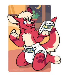 anthro blue_eyes brown_nose chest_tuft clean_diaper detailed_background diaper fur gesture hair hand_gesture happy holding_diaper kneeling male multicolored_body multicolored_face multicolored_fur peekabu_(diaper) pink_tongue pointing pointing_at_self red_body red_fur solo tongue tongue_out touching_diaper tuft two_tone_body two_tone_fur two_tone_tail white_body white_chest white_diaper white_fingers white_fur white_hair white_toes littlebeauboy abuniverse peekabu lucaroo kangaroo macropod mammal marsupial sodaroo hi_res