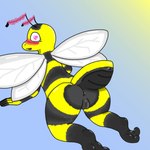 antennae_(anatomy) anthro anus blush blush_lines blushing_profusely bodily_fluids butt female flying fur genital_fluids genitals nude presenting presenting_anus presenting_hindquarters presenting_pussy pussy raised_tail simple_background solo tail wings yellow_body singularityws animal_humanoid arthropod arthropod_humanoid bee humanoid hymenopteran insect insect_humanoid 1:1 absurd_res digital_media_(artwork) hi_res unfinished