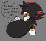 abdominal_bulge after_vore anthro belly big_belly dialogue duo male oral_vore same_size_vore speech_bubble vore oogletvoidlet sega sonic_the_hedgehog_(series) shadow_the_hedgehog human mammal