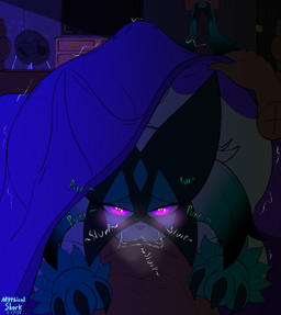 3_fingers abs ambiguous_gender ambiguous_penetrated anthro anthro_penetrated ass_up bed bedding bedroom bedroom_sex cheek_tuft claws disembodied_hand emanata facial_tuft fellatio fingers first_person_view furniture glowing glowing_eyes hand_on_butt hand_on_chest human_on_anthro human_penetrating human_penetrating_anthro human_pov inside interspecies looking_at_viewer male male/ambiguous male_human male_penetrating male_penetrating_ambiguous male_pov muscular muscular_human muscular_male navel onomatopoeia oral penetration penile penis_in_mouth plant pointy_ears pokephilia prick_ears purple_eyes purring romantic romantic_couple sex sound_effects text tuft under_covers under_covers_sex year mythicalshork nintendo pokemon fan_character suki_(mythicalshork) elemental_creature felid flora_fauna generation_9_pokemon human mammal meowscarada pokemon_(species) shiny_pokemon 2025 dated digital_media_(artwork) hi_res signature