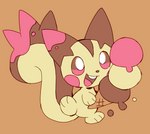 3_fingers 3_toes ambiguous_gender anthro brown_background brown_nose cone dessert extyrannomon_(artist) feet fingers food generation_4_pokemon ice_cream ice_cream_cone nintendo nude open_mouth pachirisu paws pokemon pokemon_(species) simple_background solo teeth toes tongue