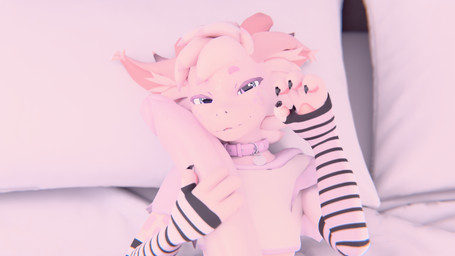 anthro armwear bed bedroom_eyes big_penis clothing collar elbow_gloves eyebrows femboy furniture genitals gloves growth handwear huge_penis humanoid_genitalia humanoid_penis hyper hyper_genitalia hyper_penis inner_ear_fluff male narrowed_eyes pattern_armwear pattern_clothing pattern_elbow_gloves pattern_gloves pattern_handwear penis pillow pink_body pink_collar pink_eyebrows pink_penis pink_spots seductive smile solo spots striped_armwear striped_clothing striped_elbow_gloves striped_gloves striped_handwear stripes tuft funsizedfox kobold scalie 16:9 3d_(artwork) digital_media_(artwork) hi_res widescreen