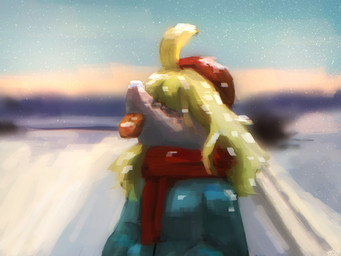 anthro beanie biped blonde_hair blue_clothing blue_jacket blue_topwear blurred_background clothing day female hair hat headgear headwear jacket long_hair open_mouth outside raised_head red_clothing red_hat red_headwear red_scarf scales scarf sky snow snowflake solo tongue tongue_out topwear white_body white_scales winter sharkidly cavemanon_studios puppet_pals snoot_game fan_character judee dinosaur prehistoric_species reptile scalie theropod troodon troodontid 2024 4:3 absurd_res colored digital_media_(artwork) hi_res