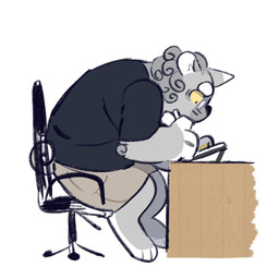 anthro black_clothing black_shirt black_t-shirt black_topwear bottomwear clothed clothing drawing_tablet ears_back electronics fur grey_body grey_ears grey_fur grey_horn horn male overweight overweight_anthro overweight_male pants pivoted_ears shirt side_view simple_background sitting solo t-shirt tan_bottomwear tan_clothing tan_pants topwear unsigned white_background white_body white_fur white_horn white_inner_ear asnnonaka asian_mythology east_asian_mythology japanese_mythology mythology ryuusei canid canine foo_dog komainu mammal yokai 1:1 colored_sketch full-length_portrait portrait sketch