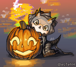 anthro bite chibi claws facial_horn holidays horn male mummy_costume mummy_wrappings nose_horn simple_background solo white_body yellow_eyes eltehh bandai_namco digimon digimon_ghost_game halloween ceratopsian digimon_(species) dinosaur gammamon ornithischian prehistoric_species reptile scalie hi_res