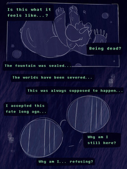2_horns abstract_background air_bubble anthro biped blue_background clothed clothed_anthro clothing dialogue eyewear falling glasses horn male scarf simple_background solo speech_bubble talking_to_self text wearing_glasses cranky2306 deltarune undertale_(series) ralsei bovid caprine darkner goat mammal 2025 3:4 absurd_res comic english_text hi_res