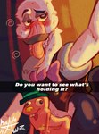 anthro blush clothed clothing drunk footwear machine male male/male no_underwear pantsless puppet selfie socks solo substance_intoxication text tongue tongue_out kadedrawz cartoon_network mao_mao:_heroes_of_pure_heart boss_hosstrich avian bird ostrich ratite robot english_text hi_res