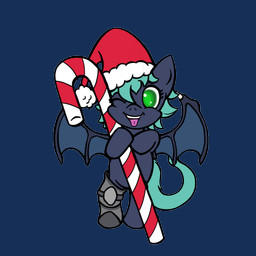 blue_body blue_legs candy candy_cane christmas_clothing christmas_headwear clothing dessert eyelashes female feral food green_eyes green_hair green_tail grey_legs hair hat headgear headwear holidays looking_at_viewer one_eye_closed prosthetic prosthetic_leg prosthetic_limb red_clothing red_hat red_headwear santa_hat short_hair simple_background solo tail teeth_showing tongue tongue_out transparent_background white_fluff rioluu christmas hasbro my_little_pony fan_character gem_(ballad) bat_pony equid mammal 1:1 2025 alpha_channel