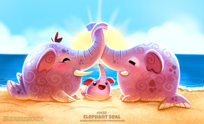 age_difference ambiguous_gender beach beady_eyes black_eyes brown_hair cloud eyes_closed feral group hair humor open_mouth pun sand sea seaside size_difference sky sunrise tusks visual_pun water young piper_thibodeau aquatic elephant elephantid hybrid mammal pinniped proboscidean seal digital_media_(artwork) digital_painting_(artwork) painting_(artwork)