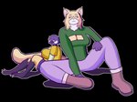 anthro big_breasts breasts duo female larger_female looking_at_viewer mature_female sitting size_difference smaller_female hot_knives dawn_solaris_(hot_knives) v_(hot_knives) avian bird domestic_cat felid feline felis great_tit maine_coon mammal oscine passerine tit_(bird) 4:3 hi_res