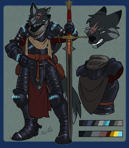 anthro armor cloak clothed clothing enchanted_weapon eye_scar facial_scar fully_clothed greatsword male medieval melee_weapon plate_armor purity_seal scar scared solo sword weapon acev eildvinn_(acev) absurd_res alpha_channel hi_res