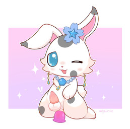 anal anal_penetration balls biped bipedal_feral black_spots blue_eyes blue_flower blue_jewelry blue_necklace blush blush_lines cheek_tuft dildo dildo_in_ass dildo_insertion dildo_sitting erection exclamation_point facial_tuft feral feral_penetrated flower flower_on_head gem genitals gold_(metal) gold_jewelry jewelry kneeling looking_at_viewer male male_penetrated markings necklace object_in_ass one_eye_closed open_mouth open_smile pearl_(gem) pearl_necklace penetration penis pink_blush pink_dildo pink_inner_ear pink_penis plant rabbit_ears scut_tail sex_toy sex_toy_in_ass sex_toy_insertion short_tail simple_background smile solo sparkles spots spotted_markings tail tapering_penis tuft white_balls white_ears white_paws white_tail wink winking_at_viewer young young_feral young_male young_penetrated zyuuniie ageam_(sylvtasticalsylveon) lagomorph leporid mammal rabbit hi_res signature
