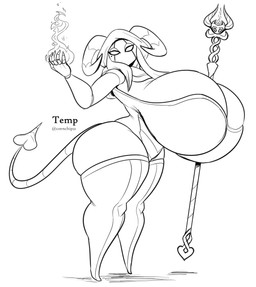 2_horns 5_fingers big_breasts biped black_text breasts empty_eyes eyelashes female fingers fire horn huge_breasts hyper hyper_breasts markings mole_(marking) simple_background solo spade_tail staff standing tail text thick_thighs white_background wide_hips latiar hollow_knight_(franchise) team_cherry arthropod demon english_text hi_res monochrome