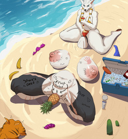 anthro areola athletic athletic_anthro athletic_female beach beach_wear belly big_areola big_breasts big_nipples bikini bikini_bottom bikini_top black_body black_fur body_writing breasts bullying buried buried_in_sand chest_scar clitoral_hood clitoris clothing cooler countershade_torso countershading degradation directional_arrow duo evil_grin exhibitionism extreme_penetration female female/female fluffy food force_feeding forced free_use fruit fruit_insertion funnel funnel_in_mouth fur genitals gold_(metal) gold_bikini gold_jewelry grey_body grey_fur hand_print huge_penetration humiliation instruction_on_body jewelry leg_scar mane multicolored_body multicolored_fur navel nipples nude nude_anthro object_insertion object_penetration outside pawpads paws penetration plant prank public public_exposure public_humiliation public_nudity public_use questionable_consent sand scar scars_all_over sex_toy size_difference sleeping small_dom_big_sub smile snout spank_marks stretched_vagina swimwear symbol thick_thighs tuft two-piece_swimsuit two_tone_body two_tone_fur vaginal vaginal_penetration water white_body white_fur mucci blizzard_entertainment mythology warcraft lakaiger canid canine canis mammal mythological_canine mythological_creature werecanid werecanine werecreature werewolf wolf worgen 2025 absurd_res hi_res