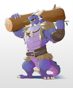 anthro arm_wraps big_chest blue_body blue_scales claws facial_scar finger_claws flexing flexing_bicep green_eyes holding_log holding_object horn log looking_at_viewer male muscular muscular_male open_mouth scales scar short_legs simple_background solo spikes spikes_(anatomy) standing tail teeth toe_claws top_heavy white_background wood wraps wolgensim activision mythology spyro_reignited_trilogy spyro_the_dragon bubba_(spyro) rescued_dragons_(spyro) dragon mythological_creature mythological_scalie scalie 2018 hi_res