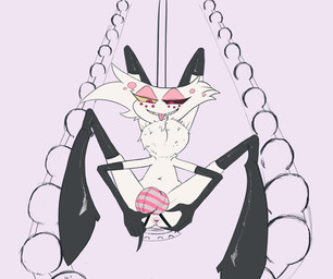 anthro anus anus_only armwear bulge chest_tuft clothing detailed_bulge femboy genital_outline gold_(metal) gold_tooth jockstrap legwear male penis_outline pole presenting presenting_anus simple_background solo stripper_pole teeth tongue tongue_out tuft underwear salaciouslx hazbin_hotel hellaverse angel_dust arachnid arthropod demon spider 2019 hi_res signature
