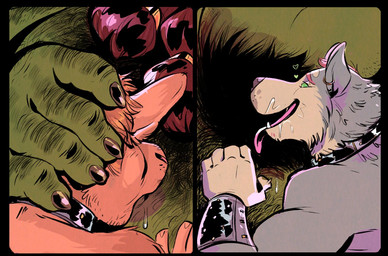 anthro armpit_fetish armpit_hair armpit_lick armpit_play armpit_sniffing beard body_hair close-up duo facial_hair green_body green_skin hairy heart_symbol humanoid_on_anthro licking male male/male musk nipple_fetish nipple_lick nipple_play nipples nude_male obese open_mouth overweight sex size_difference smile sniffing tongue tongue_out vein dramamine urog_(orcchieftain) canid canine humanoid mammal orc 2020 multiple_images