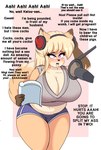 ahegao anthro big_breasts blonde_hair blush bottomwear breasts camel_toe cleavage clothed clothing collarbone crown electronics eye_roll female fur hair headgear headphones insult looking_pleasured microphone midriff multicolored_body multicolored_fur notebook orange_body orange_fur pink_eyes profanity shorts simple_background slightly_chubby slightly_chubby_female solo text tiara tongue tongue_out two_tone_body two_tone_fur wide_hips yellow_body yellow_fur zelripheth kotone_(zelripheth) canid canine fox mammal absurd_res english_text hi_res