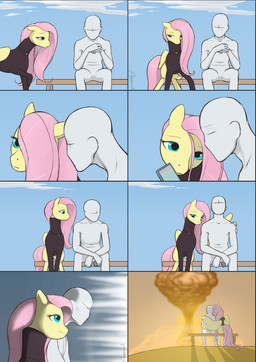 bench clothed clothed_feral clothing duo explosion feathered_wings feathers female feral hair hair_over_eye long_hair one_eye_obstructed outside pink_hair sitting smile sweater topwear wings yellow_body yellow_feathers arareroll friendship_is_magic hasbro my_little_pony mythology anon fluttershy_(mlp) equid equine human mammal mythological_creature mythological_equine pegasus 2016 digital_media_(artwork) hi_res