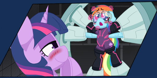 alternate_cutie_mark blush brainwashing clothing drone dronesuit dronification duo ears_down female female/female feral horn hypnosis hypnotic_visor latex latex_clothing looking_at_another looking_at_partner looking_up machine mind_control pivoted_ears raised_arm smile smug spread_wings submissive submissive_female submissive_feral wings starbounce friendship_is_magic hasbro my_little_pony mythology rainbow_dash_(mlp) twilight_sparkle_(mlp) equid equine mammal mythological_creature mythological_equine pegasus unicorn alpha_channel hi_res