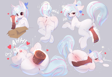 1_horn after_vaginal animal_dildo animal_sex_toy blue_hair bodily_fluids box closed_smile container dildo dildo_in_vagina dildo_insertion equine_dildo eyes_closed female female_feral feral feral_penetrated front_view fur genital_fluids grey_background hair half-closed_eyes highlights_(coloring) hooves horn looking_at_dildo looking_at_object looking_at_sex_toy lube lying masturbation medium_hair moan monotone_body monotone_fur mouth_closed multicolored_hair narrowed_eyes on_back open_mouth penetration pink_highlights quadruped rear_view red_eyes sex_toy sex_toy_in_vagina sex_toy_insertion simple_background smile solo sparkles straight_hair toying_self two_tone_hair unguligrade vaginal vaginal_fluid_splatter vaginal_fluids vaginal_penetration white_body white_fur lunargent hasbro my_little_pony equid equine horse mammal pony 2026 absurd_res digital_drawing_(artwork) digital_media_(artwork) hi_res sequence shaded soft_shading